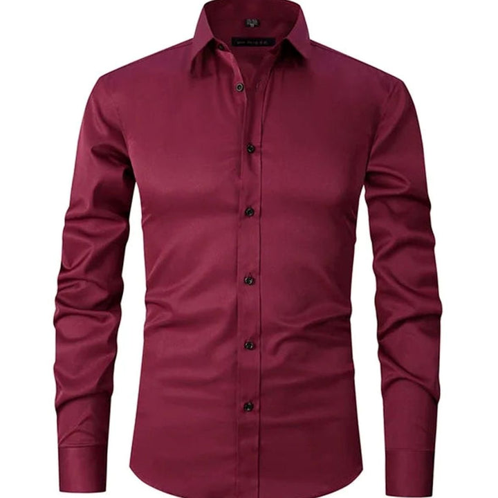 Men's Slim-Fit Long-Sleeve Button-Down Dress Shirt - Red