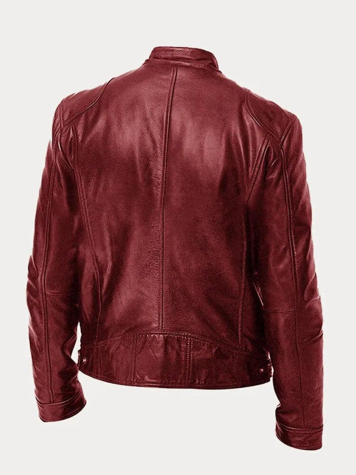 Men's Slim-Fit Moto Leather Mens Quilted Jacket Stand Collar