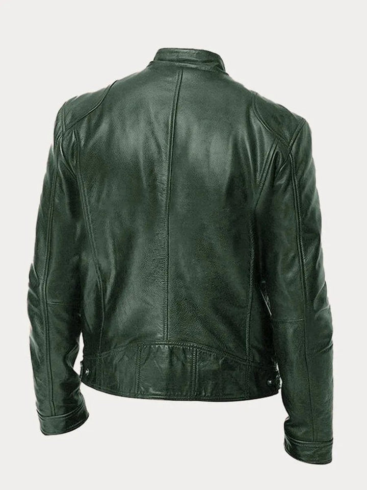 Men's Slim-Fit Moto Leather Mens Quilted Jacket Stand Collar