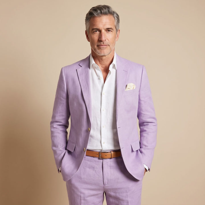 Men's Slim-Fit Notch-Lapel Two-Piece Suit - Lilac