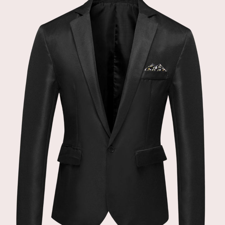 Men's Slim-Fit Single-Button Notch-Lapel Business Blazer - Black
