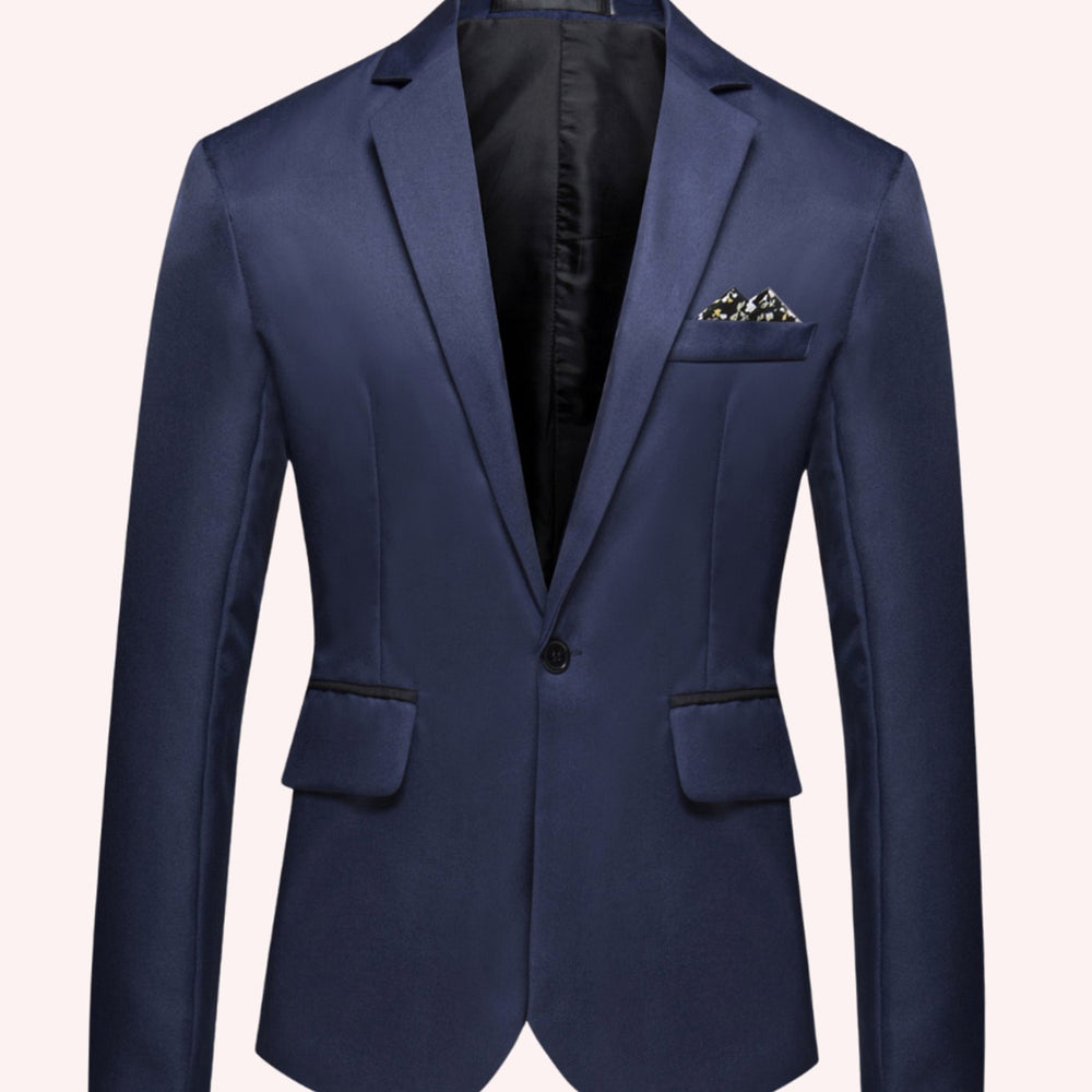 Men's Slim-Fit Single-Button Notch-Lapel Business Blazer - Marine Blue