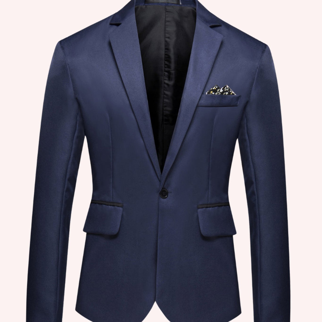 Men's Slim-Fit Single-Button Notch-Lapel Business Blazer - Marine Blue