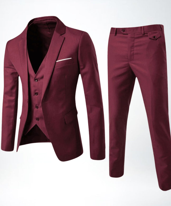 Men's Slim-Fit Three-Piece Classic Formal Suit Set - Red