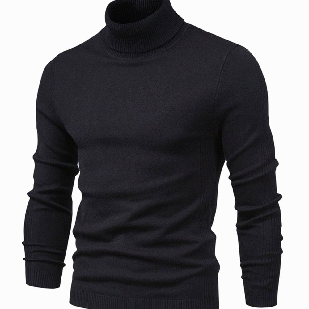 Men's Slim-Fit Turtleneck Knit Sweater - Black