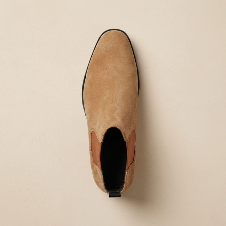 Men's Smooth Leather Elastic-Panel Chelsea Boots