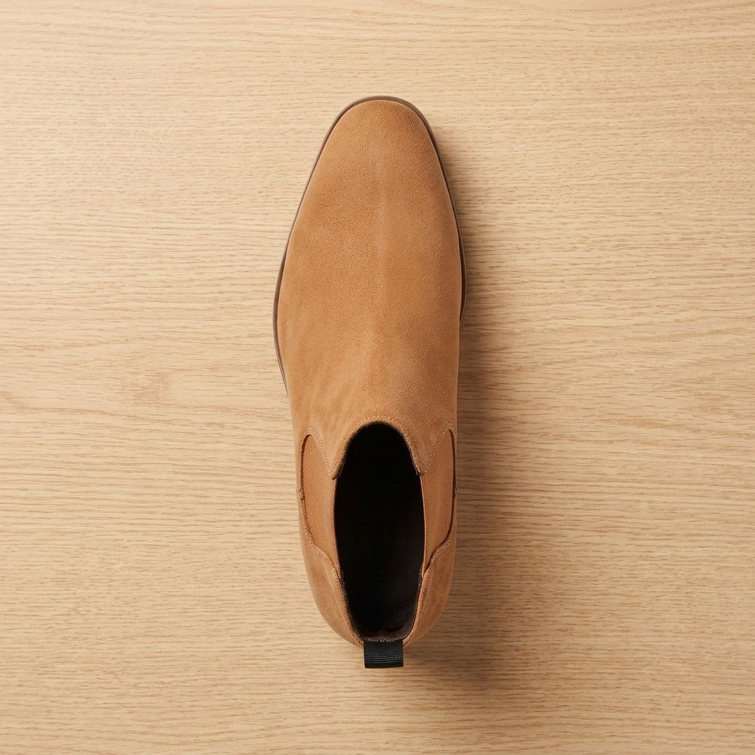 Men's Smooth Leather Elastic-Panel Chelsea Boots
