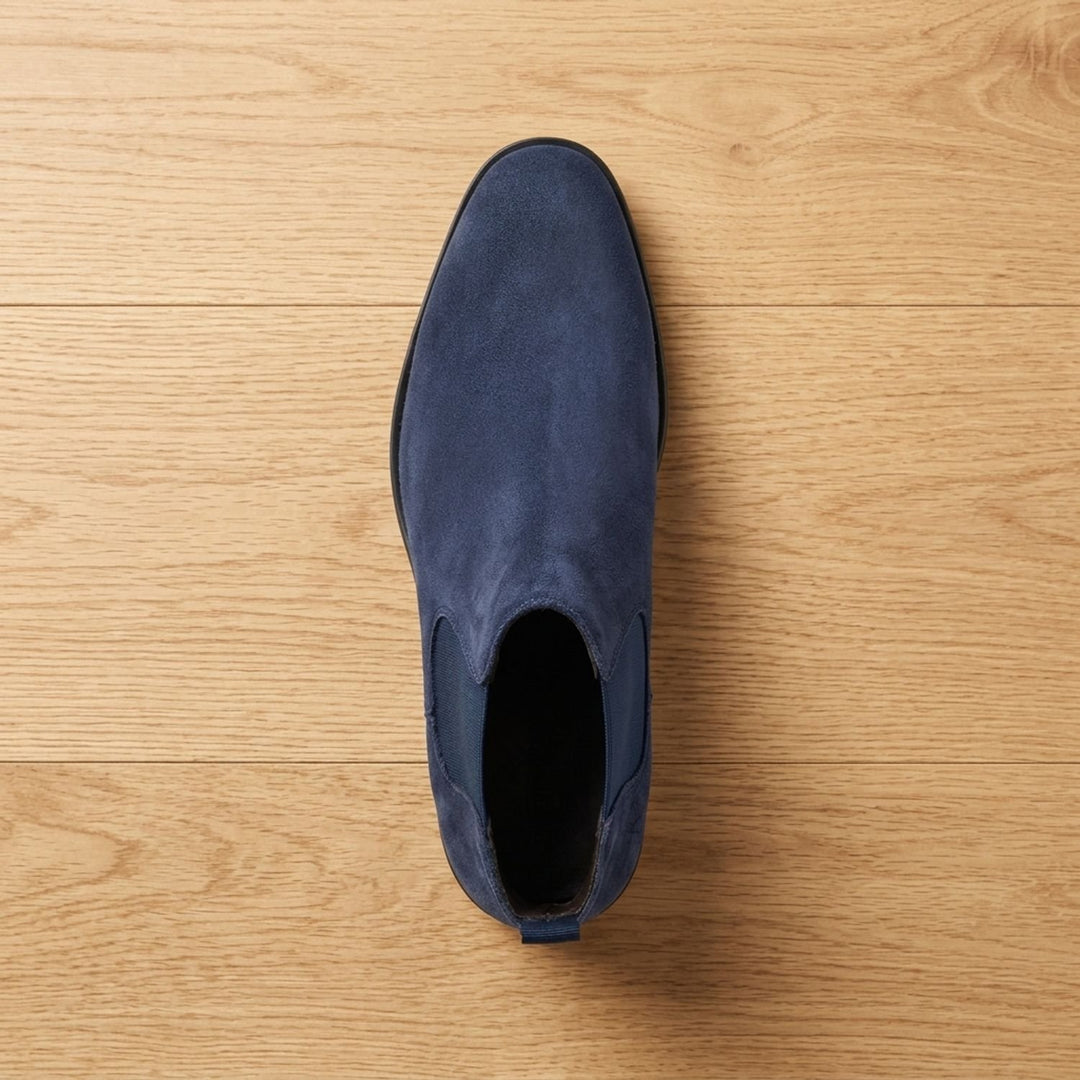 Men's Smooth Leather Elastic-Panel Chelsea Boots