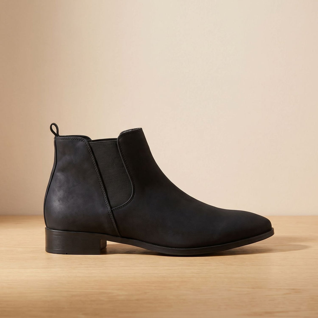 Men's Smooth Leather Elastic-Panel Chelsea Boots