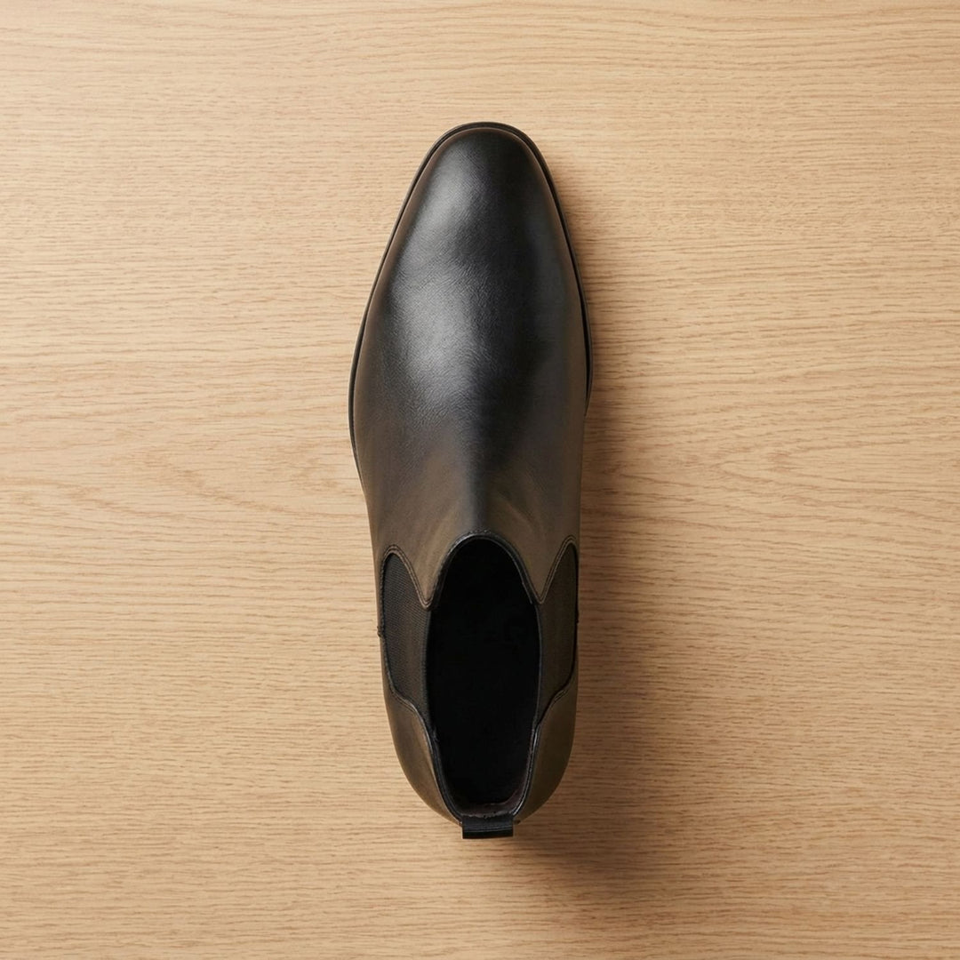 Men's Smooth Leather Elastic-Panel Chelsea Boots