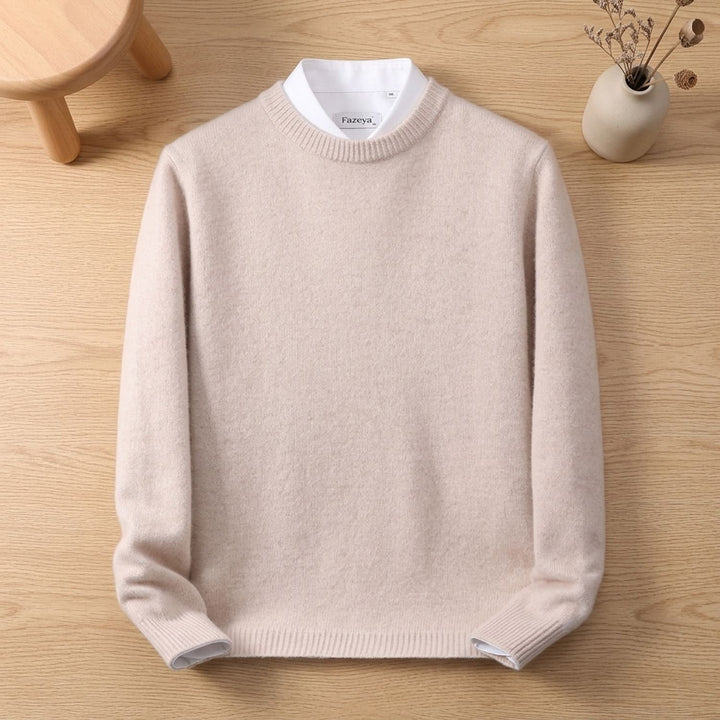 Men's Soft Knit Crew-Neck Pullover Sweater - Beige