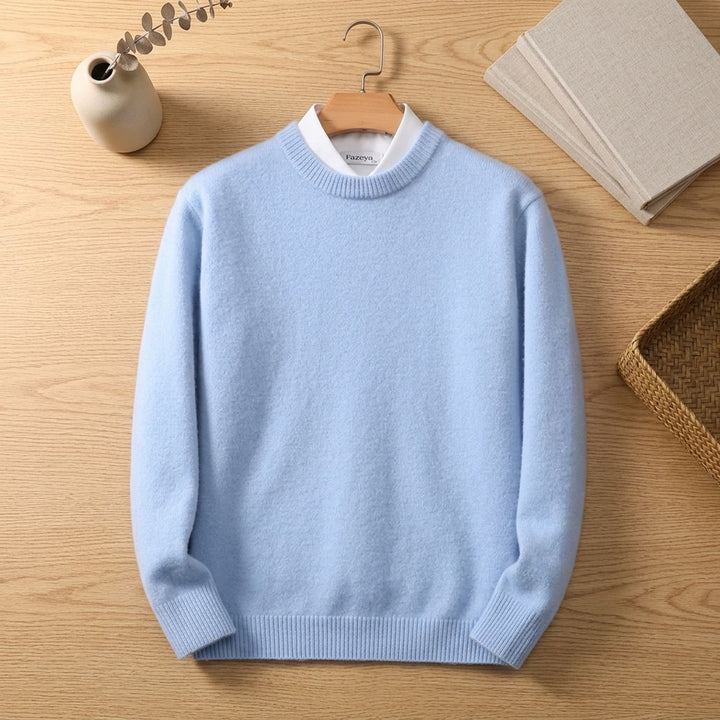 Men's Soft Knit Crew-Neck Pullover Sweater - Light Blue