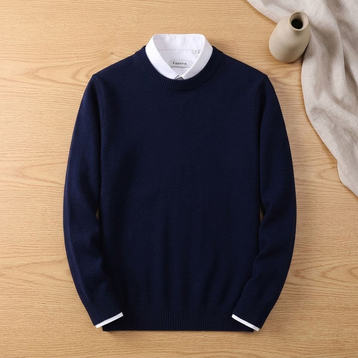 Men's Soft Knit Crew-Neck Pullover Sweater - Navy Blue