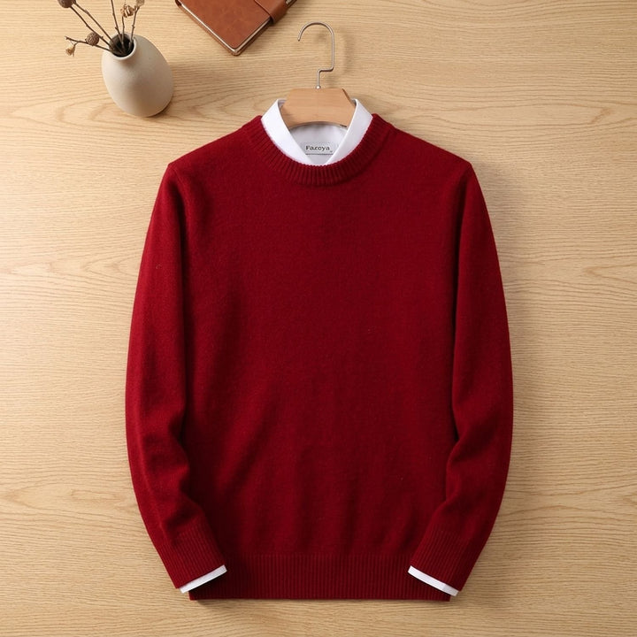 Men's Soft Knit Crew-Neck Pullover Sweater - Red