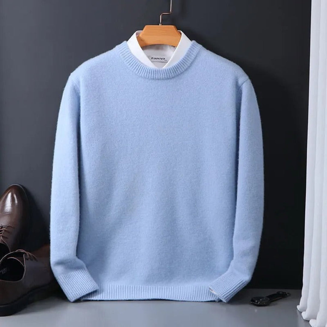 Men's Soft Mohair Crewneck Knit Sweater Pullover