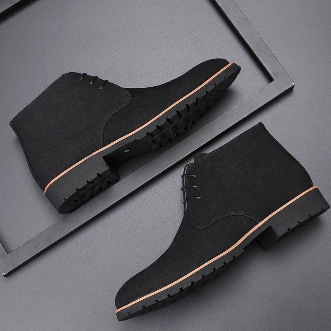 Men's Suede Ankle Lace-Up Boots Casual Chukka - Black