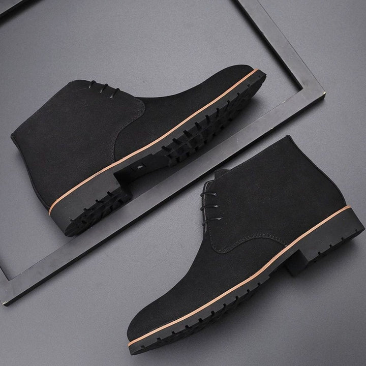 Men's Suede Ankle Lace-Up Boots Casual Chukka - Black