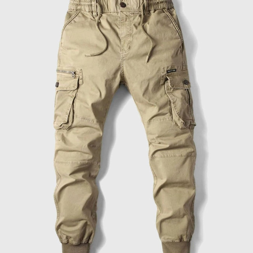 Men's Tactical Multi-Pocket Cuffed Cargo Jogger Pants - Khaki