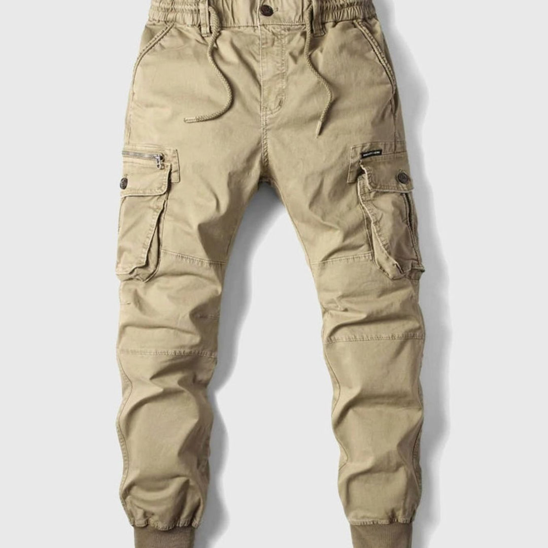 Men's Tactical Multi-Pocket Cuffed Cargo Jogger Pants - Khaki