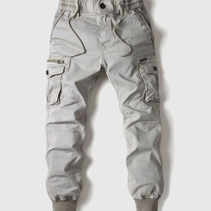 Men's Tactical Multi-Pocket Cuffed Cargo Jogger Pants - Gray