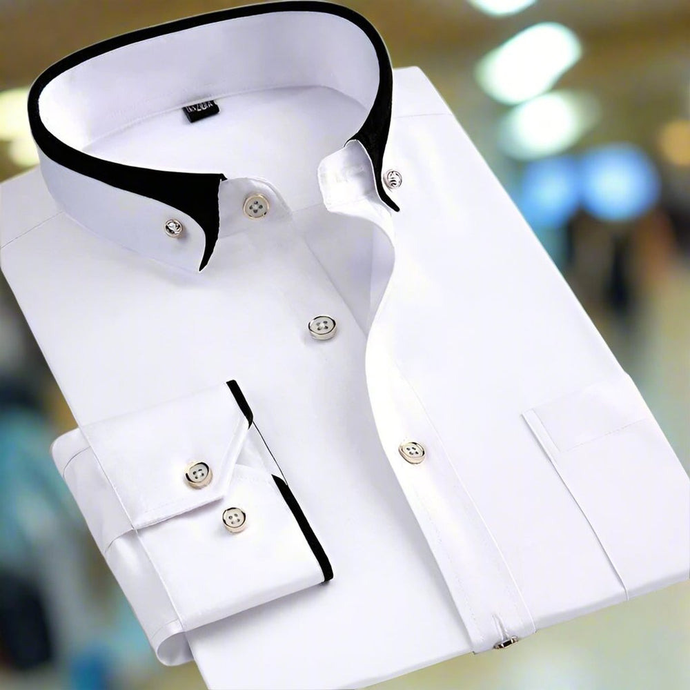 Men's Tailored Button-Down Long-Sleeve Dress Shirt - White