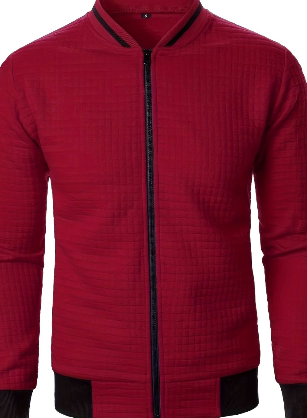 Men's Textured Grid Full-Zip Bomber Jacket