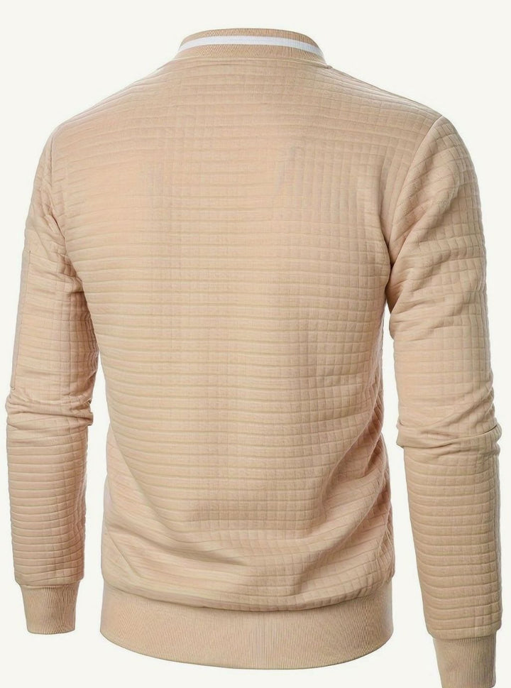 Men's Textured Grid Full-Zip Bomber Jacket