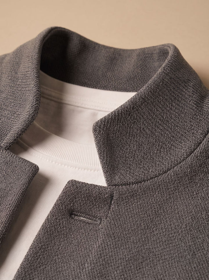 Men's Textured Knit Button-Front Stand-Collar Cardigan