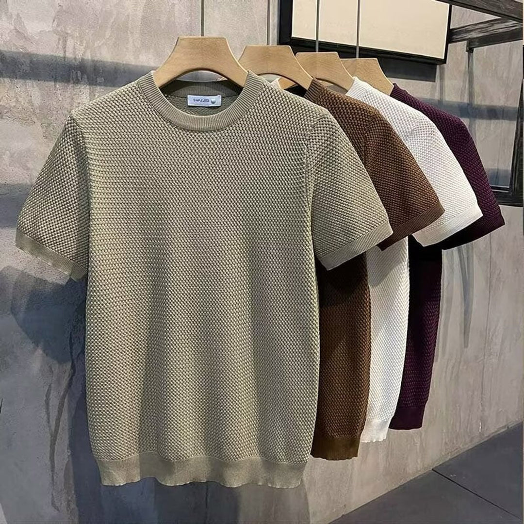 Men's Textured Knit Crewneck Sweater Relaxed Fit - Green