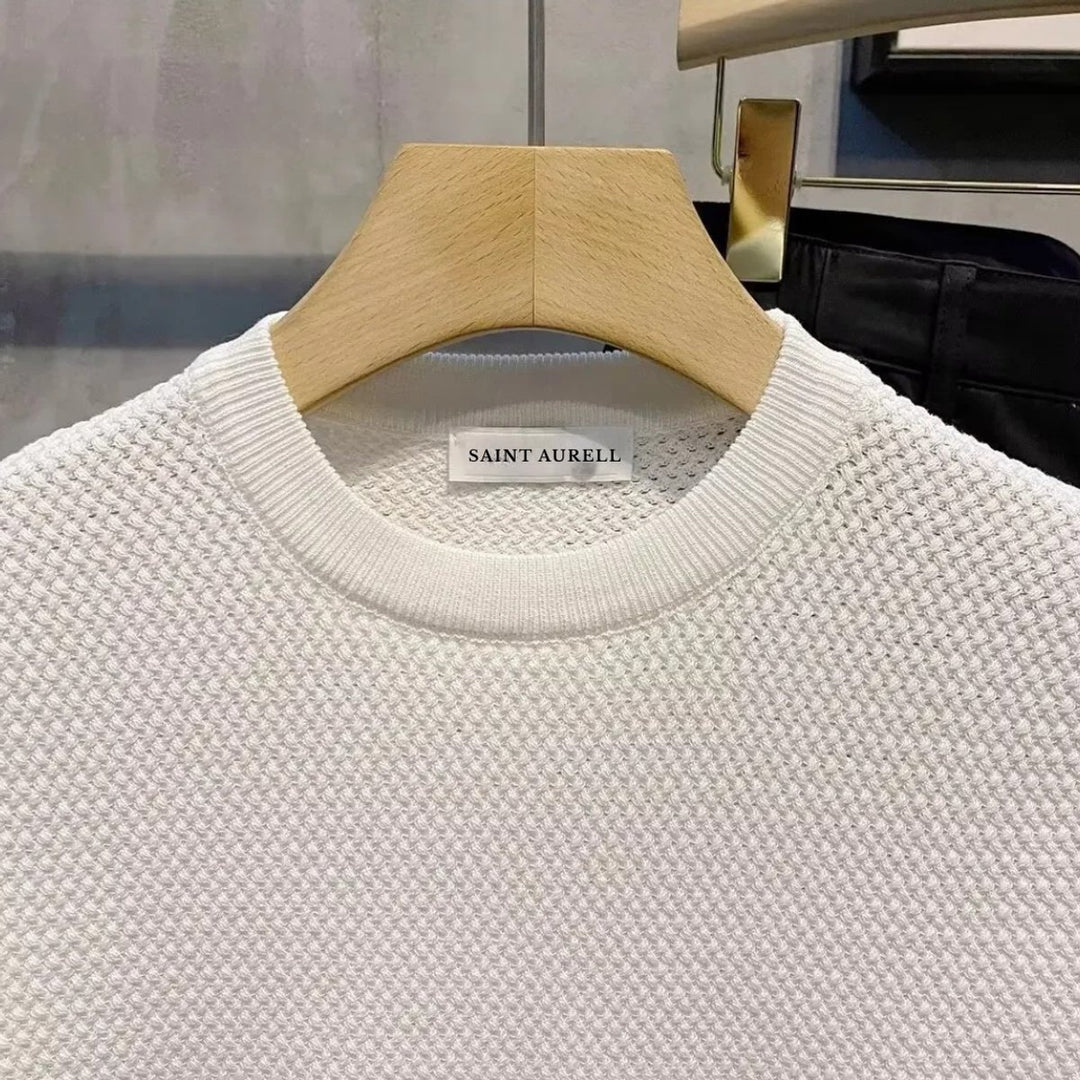 Men's Textured Knit Crewneck Sweater Relaxed Fit