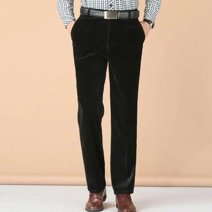 Men's Velvet Tailored-Fit Straight-Leg Dress Pants - Black