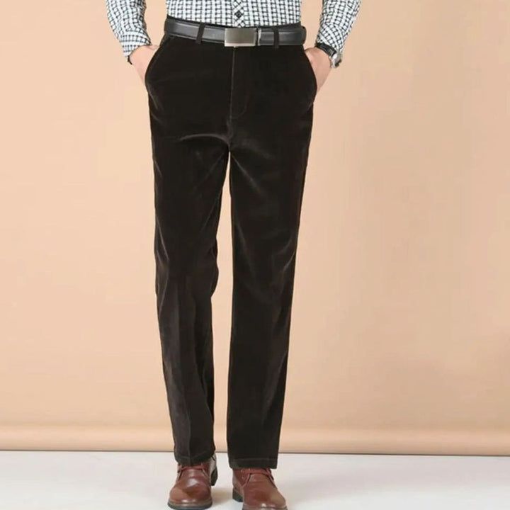 Men's Velvet Tailored-Fit Straight-Leg Dress Pants - Dark Brown