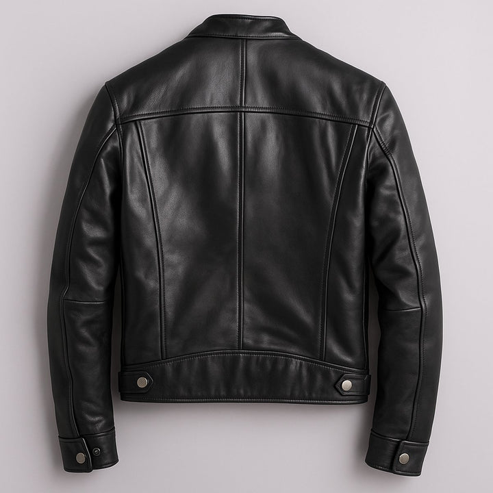 Men's Vintage Biker Leather Jacket Full-Zip Moto Style