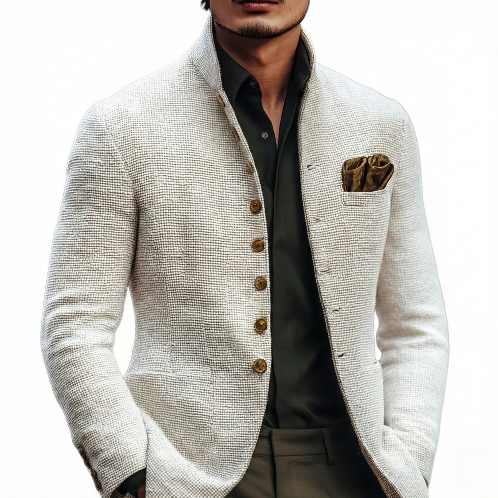Men's Vintage-Inspired Stand-Collar Single-Breasted Cardigan