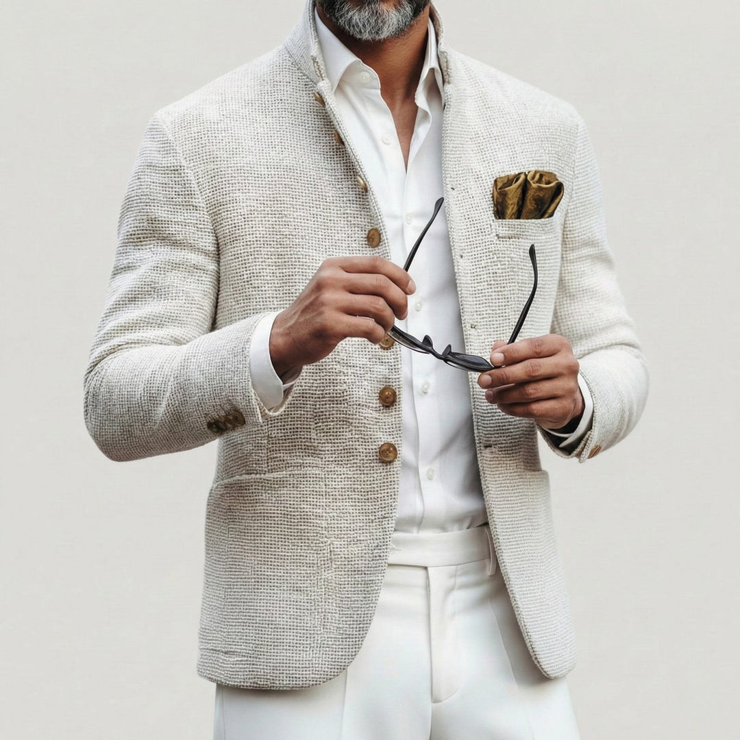 Men's Vintage-Inspired Stand-Collar Single-Breasted Cardigan