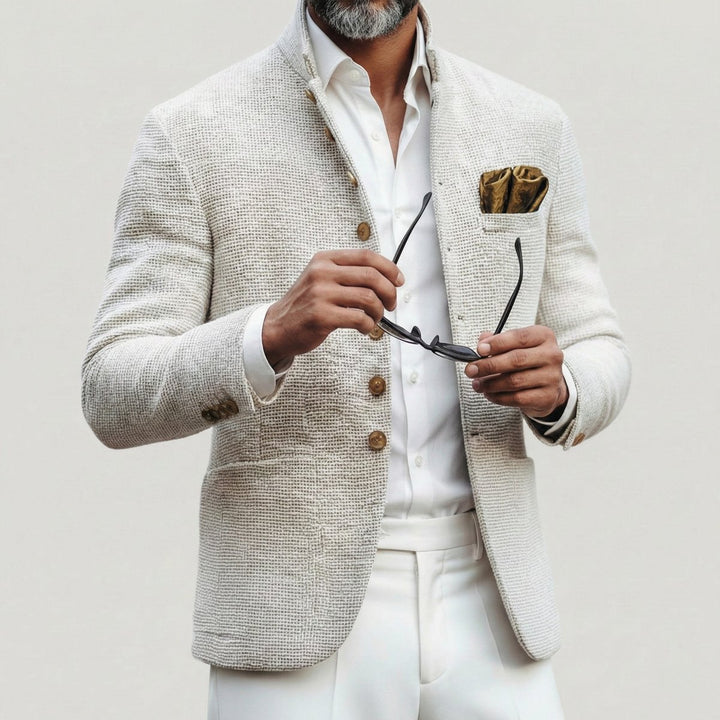 Men's Vintage-Inspired Stand-Collar Single-Breasted Cardigan
