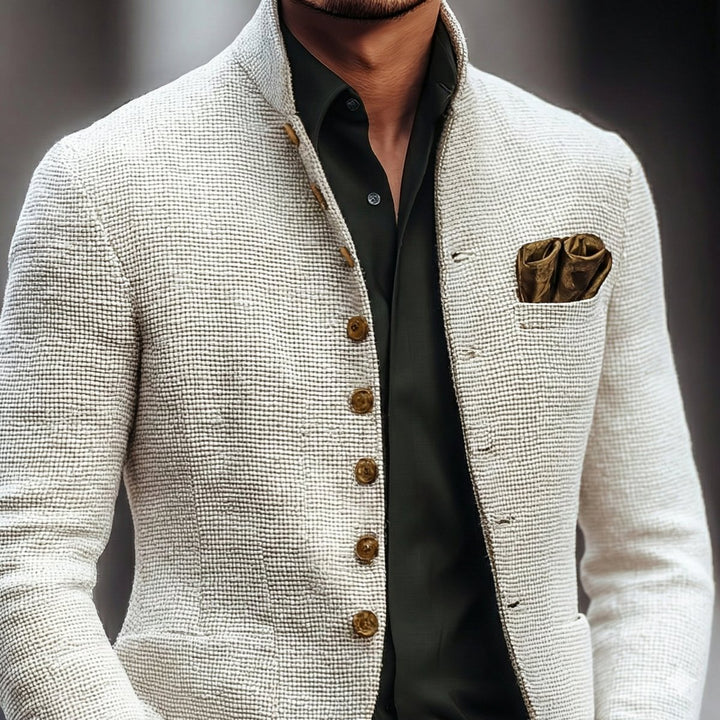 Men's Vintage-Inspired Stand-Collar Single-Breasted Cardigan