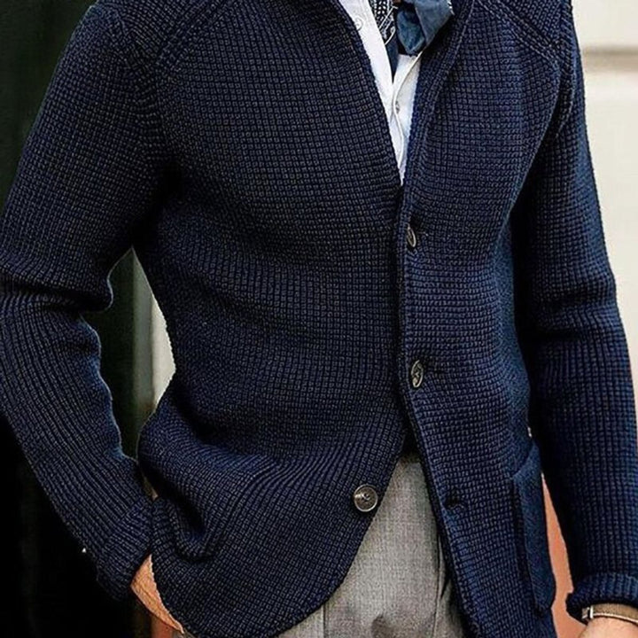 Men's Waffle-Knit Button-Front Cardigan Sweater - Blue