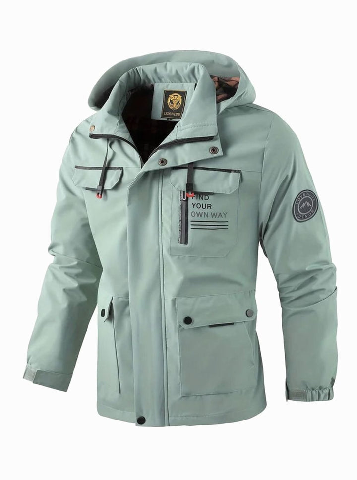 Men's Waterproof Hooded Insulated Outdoor Winter Jacket - Light Green