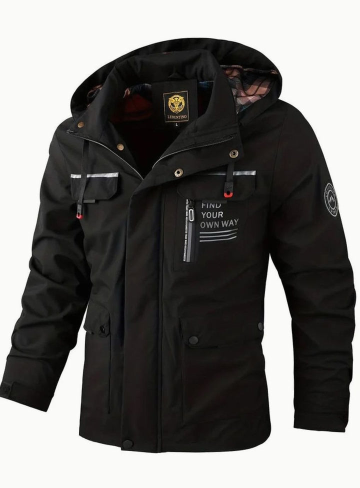 Men's Waterproof Hooded Insulated Outdoor Winter Jacket - Black