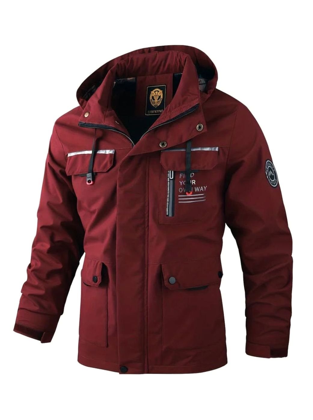 Men's Waterproof Hooded Insulated Outdoor Winter Jacket - Burgundy