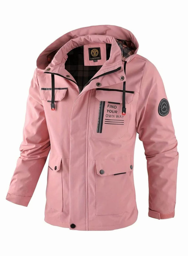 Men's Waterproof Hooded Insulated Outdoor Winter Jacket - Pink