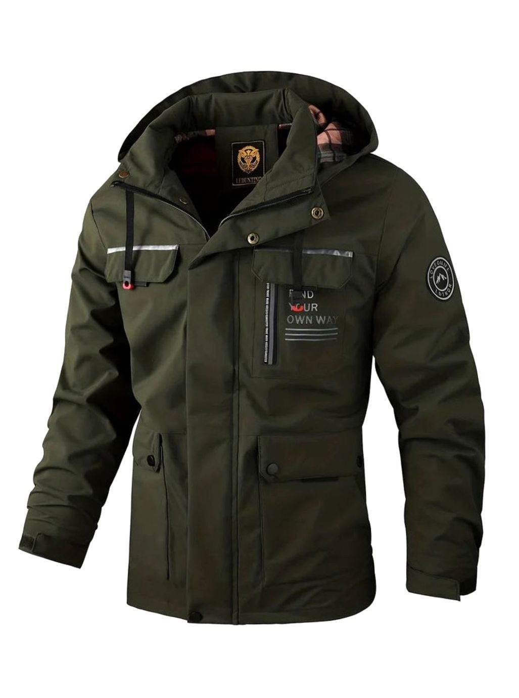 Men's Waterproof Hooded Insulated Outdoor Winter Jacket - Dark Green