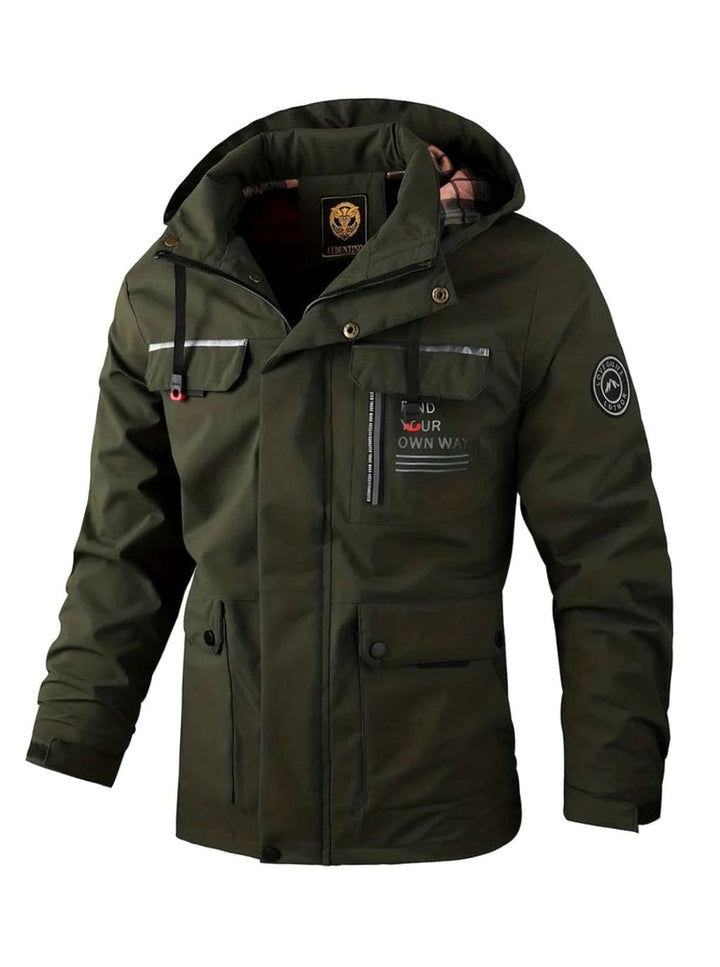 Men's Waterproof Hooded Insulated Outdoor Winter Jacket - Dark Green