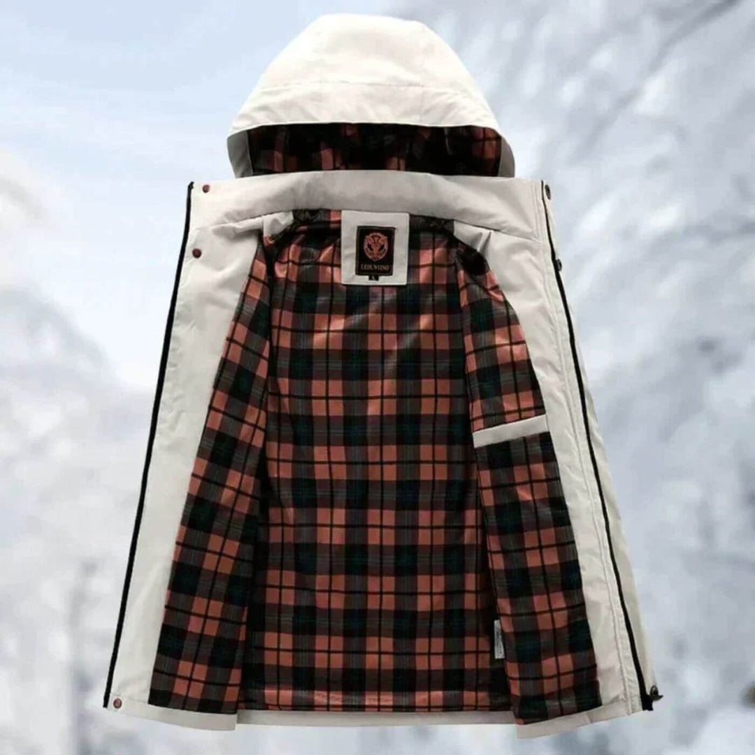Men's Waterproof Hooded Quilted Jacket Windproof Outdoor Parka