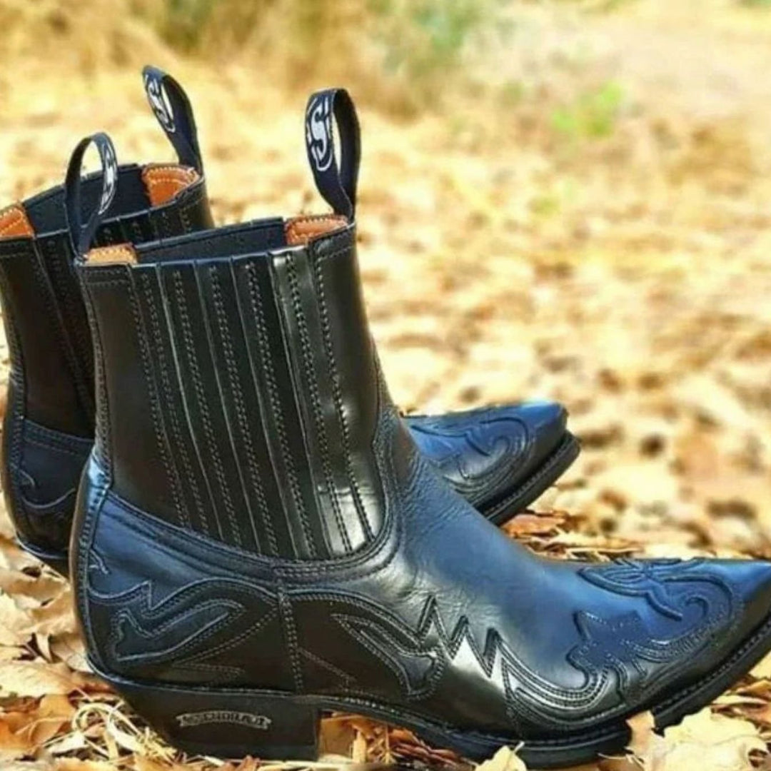 Men's Western Cowboy Embroidered Pointed-Toe Chelsea Style Boots