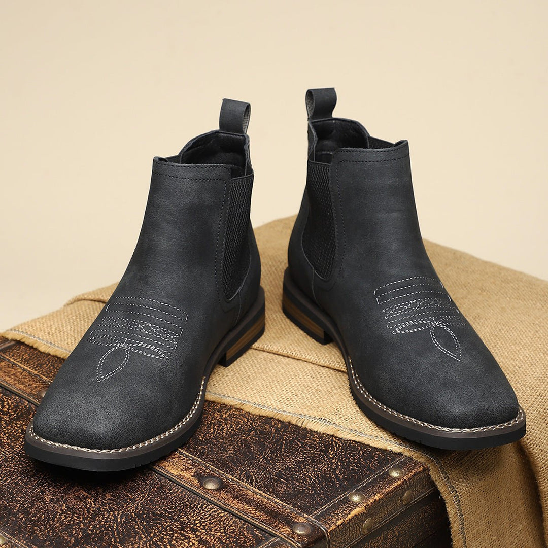 Men's Western-Style Chelsea Slip-On Ankle Boots - Midnight