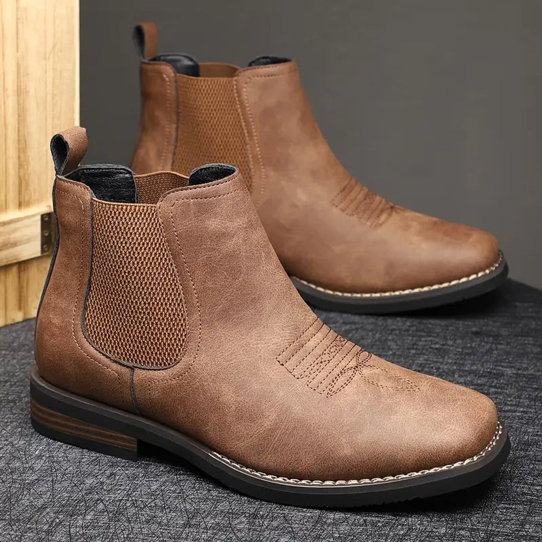 Men's Western-Style Chelsea Slip-On Ankle Boots
