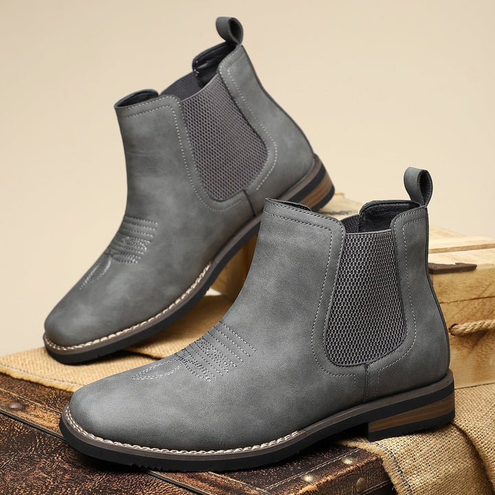 Men's Western-Style Chelsea Slip-On Ankle Boots - Charcoal