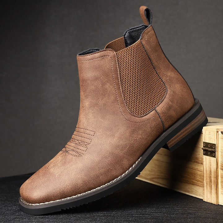Men's Western-Style Chelsea Slip-On Ankle Boots
